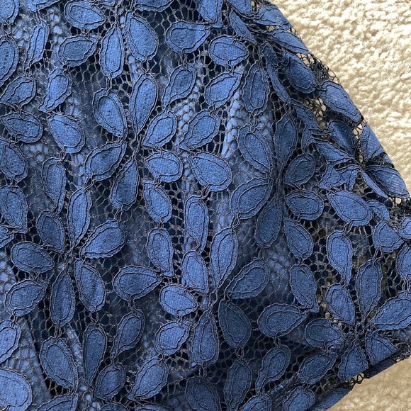 Navy Blue Short Sleeve Lace Dress - Picture 5 of 9